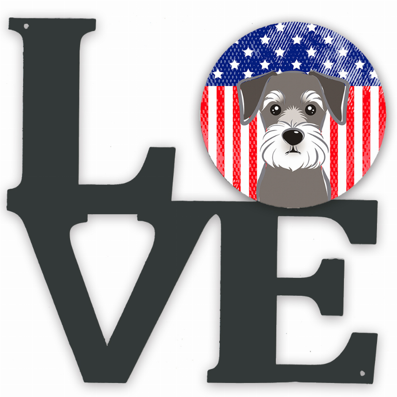 American Flag and Dog Face Metal Wall Artwork LOVE