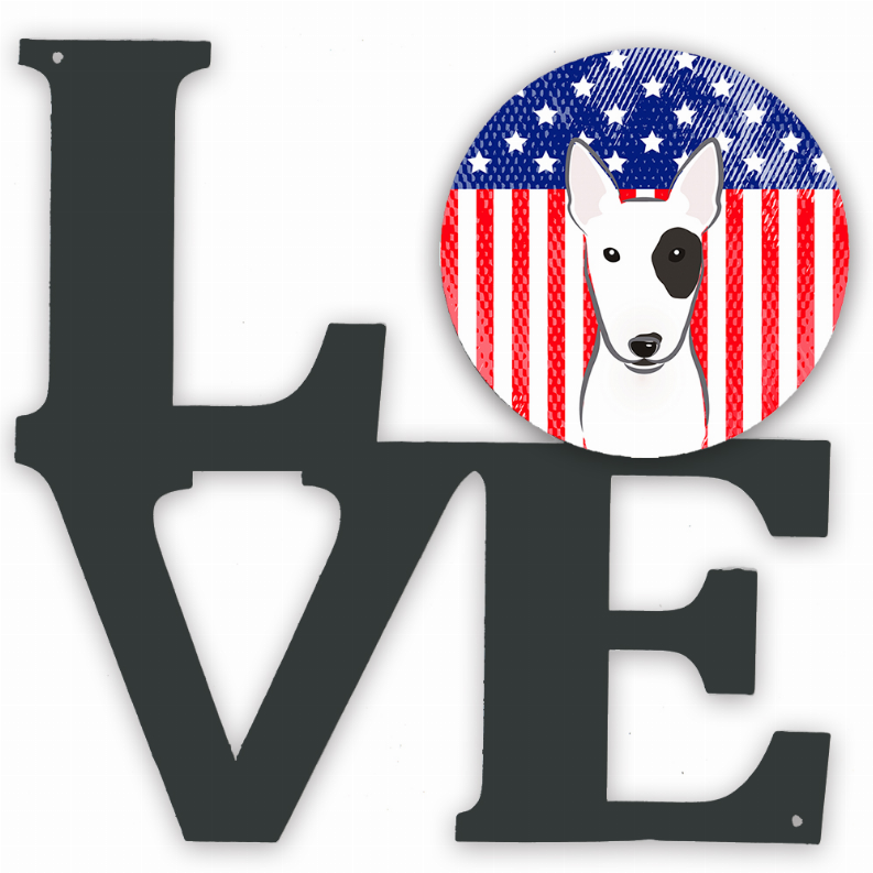 American Flag and Dog Face Metal Wall Artwork LOVE
