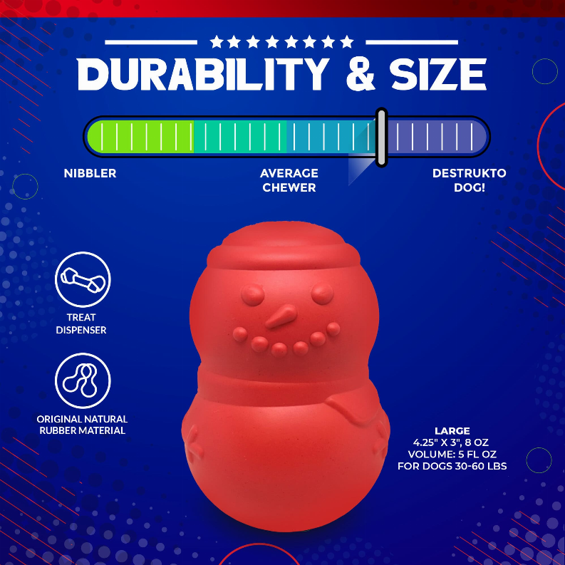 MKB Snowman Durable Rubber Chew Toy & Treat Dispenser