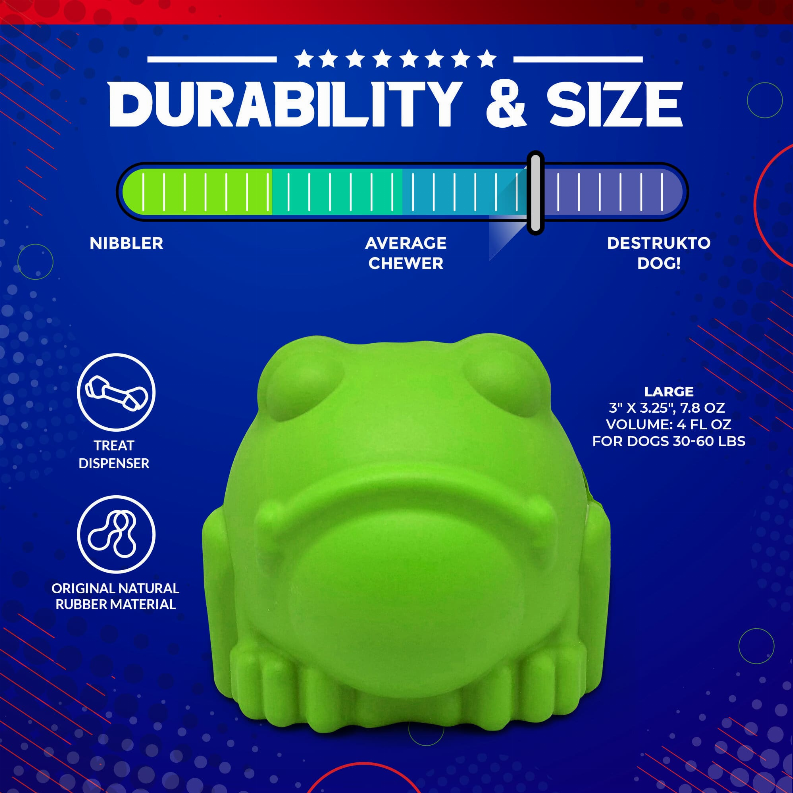 MKB Bull Frog Durable Rubber Chew Toy & Treat Dispenser