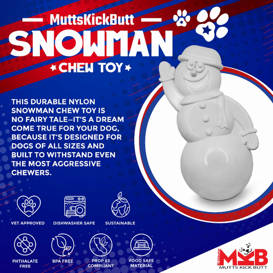 MKB Snowman Ultra Durable Nylon Dog Chew Toy for Aggressive Chewers