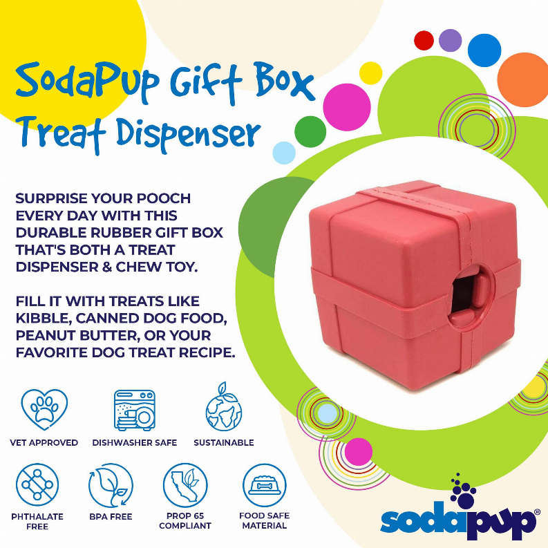 SP Gift Box Durable Rubber Chew Toy & Treat Dispenser