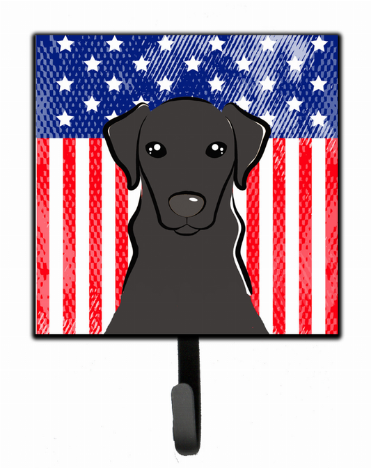 American Flag and Black Labrador Leash or Key Holder