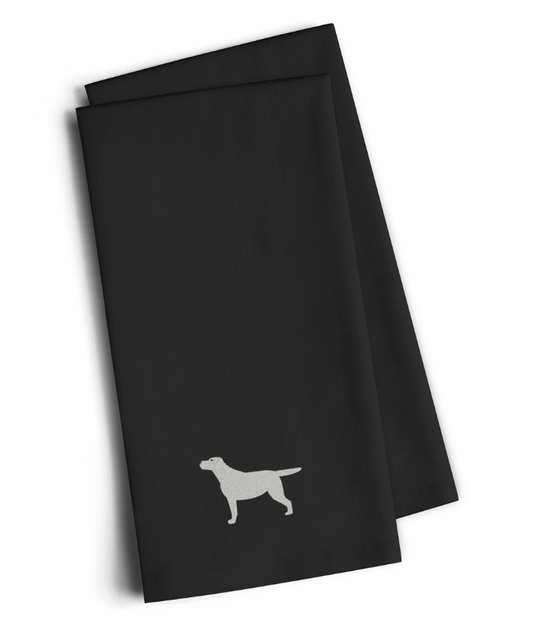 Yellow Labrador Retriever Black Embroidered Kitchen Towel Set of 2