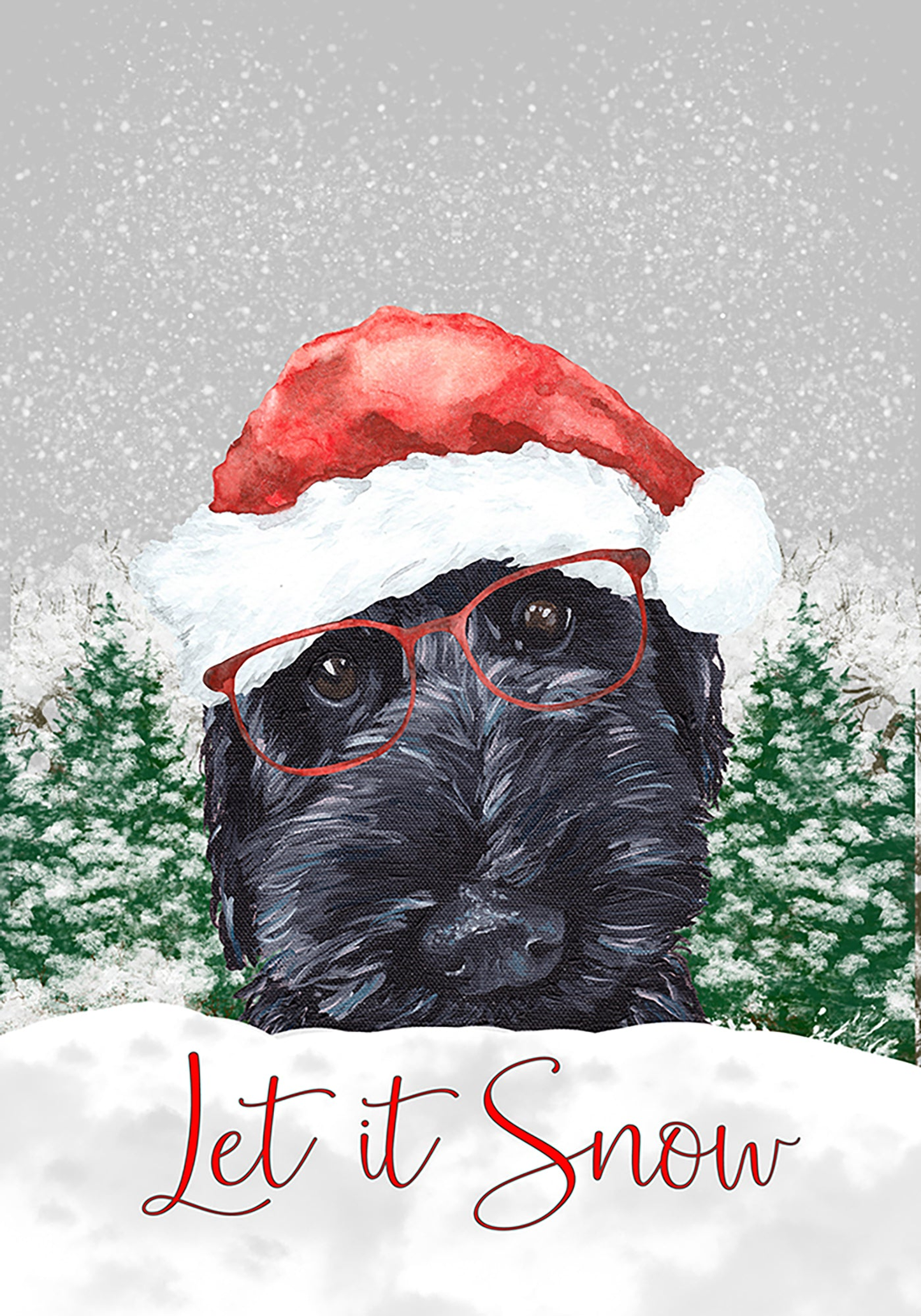 Labradoodle Black - Hippie Hound Studios Christmas  House and Garden Flags