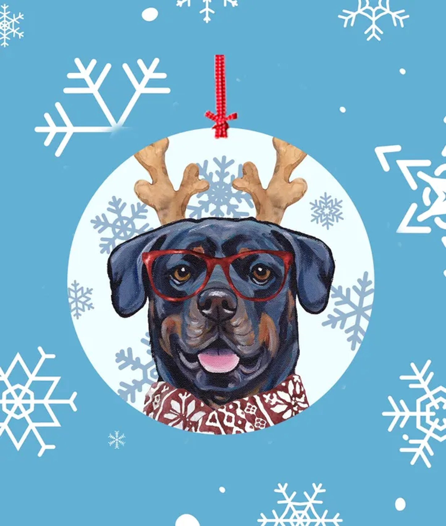 Rottweiler -   Hippie Hound Studios Christmas Tree Ornament