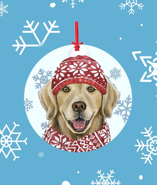 Golden Retriever  -   Hippie Hound Studios Christmas Tree Ornament