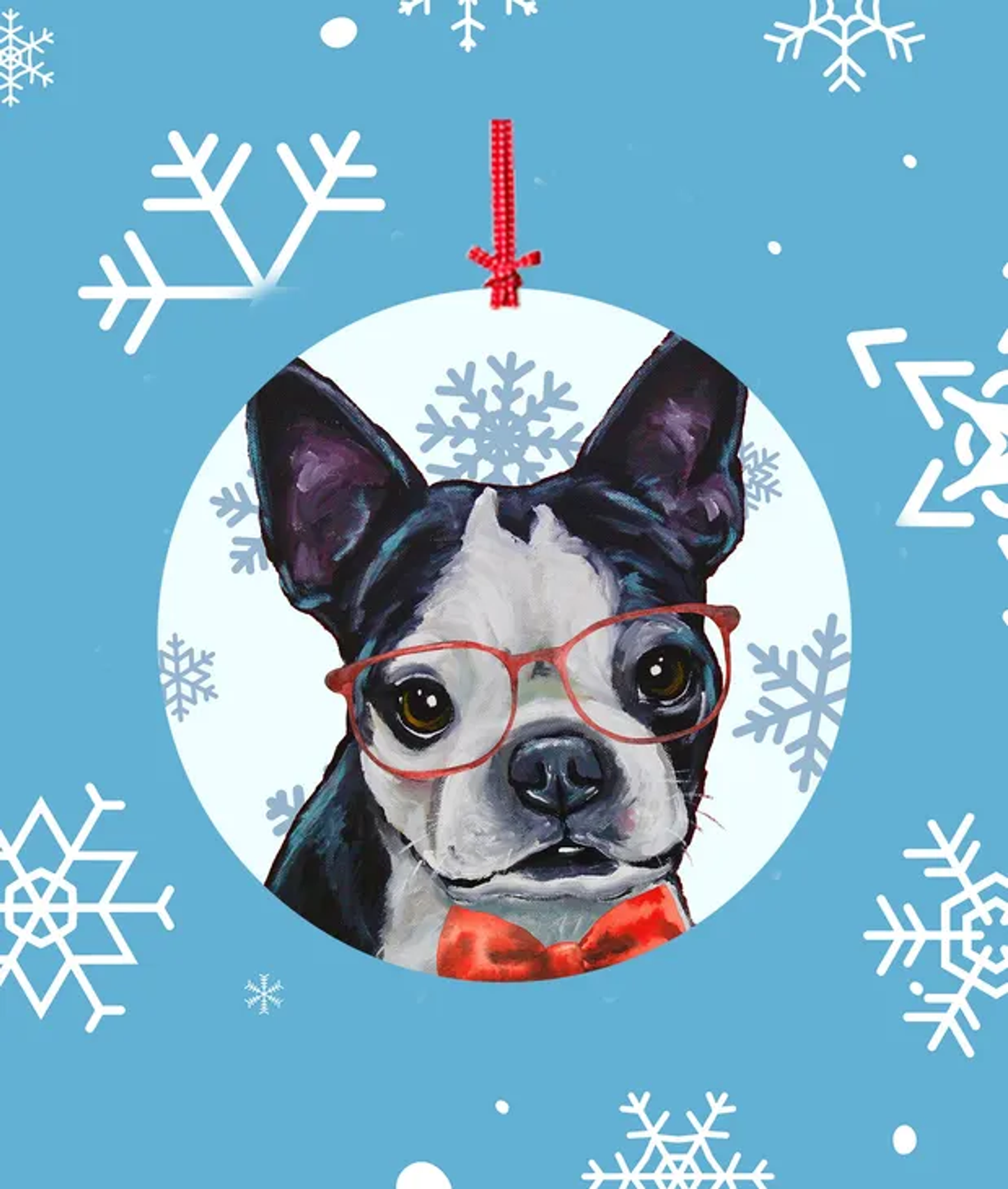 Boston Terrier -   Hippie Hound Studios Christmas Tree Ornament