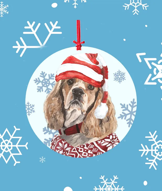 Cocker Spaniel Buff -   Hippie Hound Studios Christmas Tree Ornament