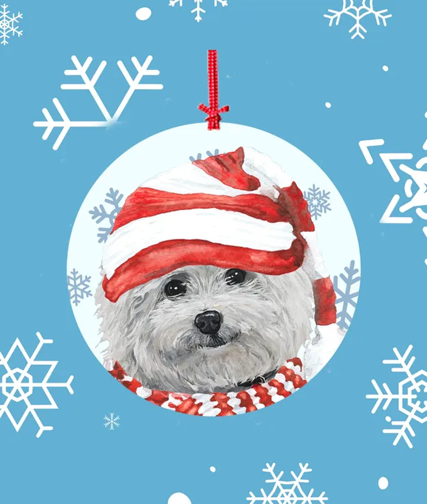 Bichon Frise -   Hippie Hound Studios Christmas Tree Ornament