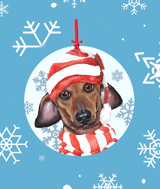 Dachshund Red -   Hippie Hound Studios Christmas Tree Ornament