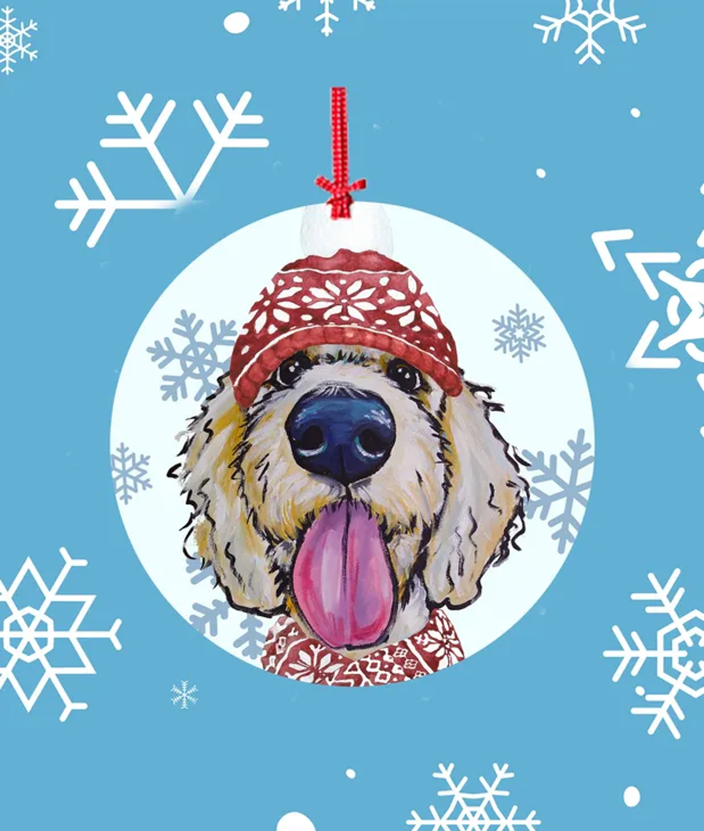 Goldendoodle Blonde -   Hippie Hound Studios Christmas Tree Ornament