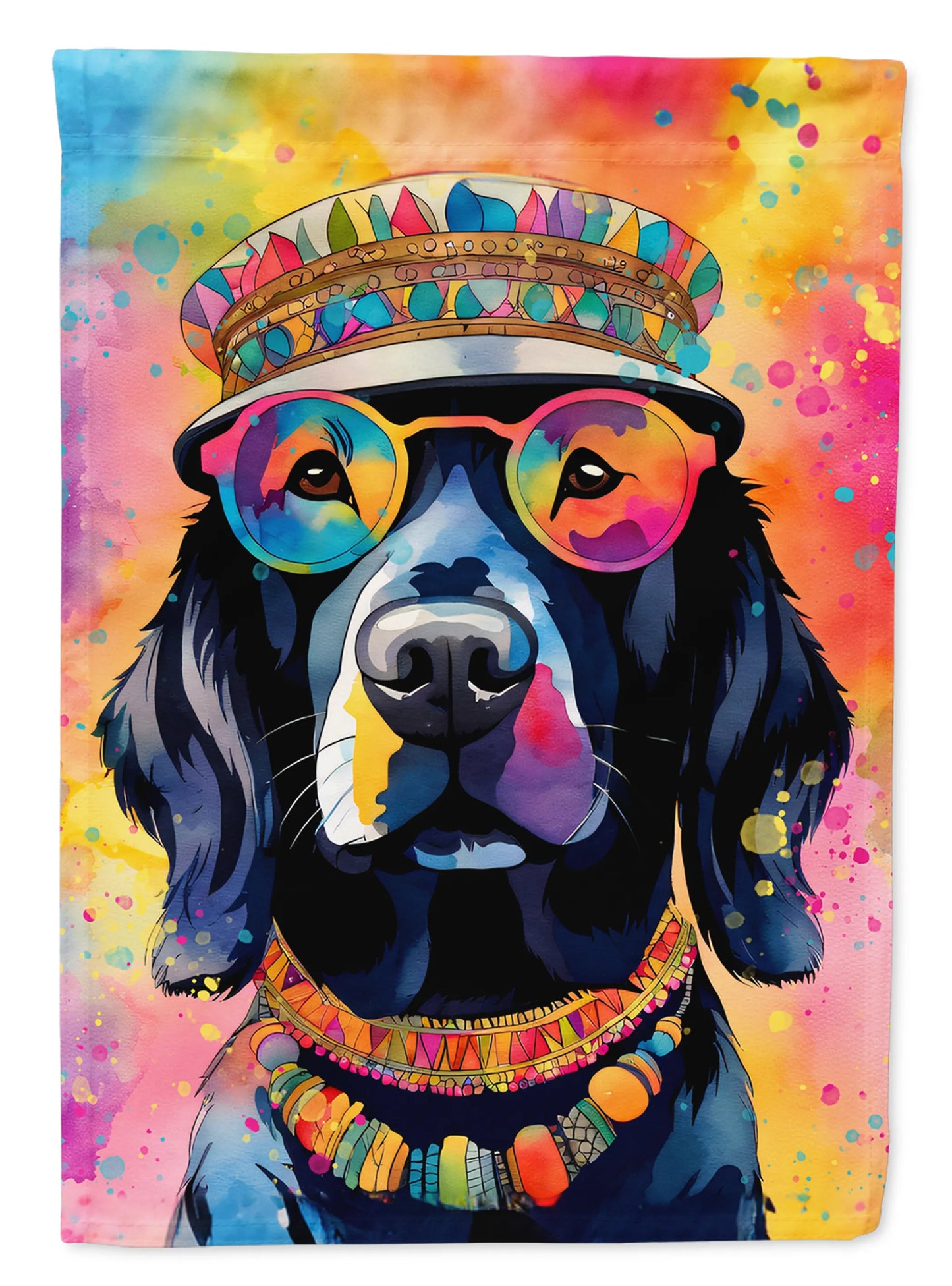 Black Labrador Hippie Dawg House Flag